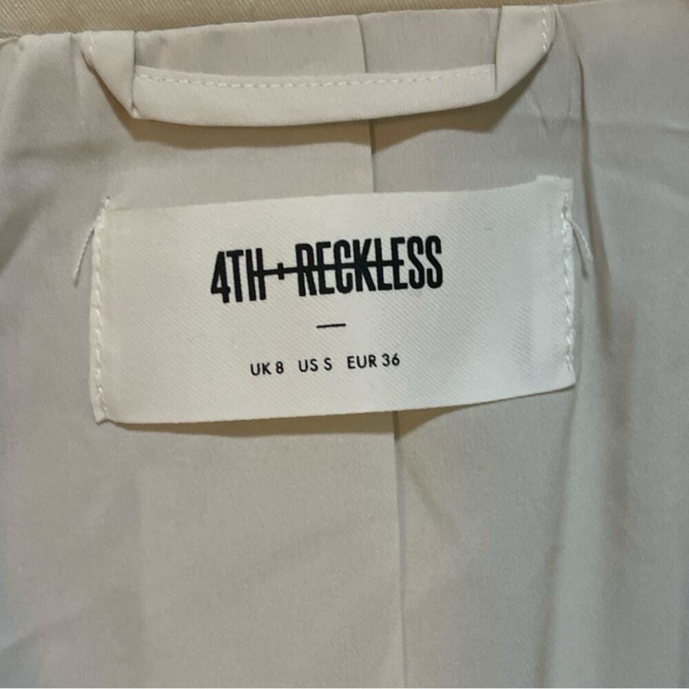 4th & Reckless Panel Color Block Blazer Size Small Two Tone Beige Ecru Career - Picture 10 of 11